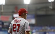 Mike Trout during a Los Angeles Angels v Tampa Bay Rays game
